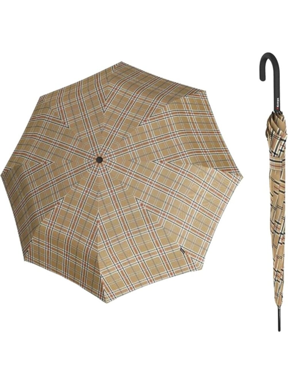 Windproof Automatic Open Stick Umbrella - Curved Handle Travel Cane - 107cm